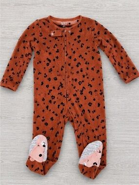 Carter's Rust Orange Leopard-Print Footed One-Piece